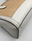 Kate Spade White Leather And Straw Reiley Dome Satchel