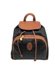 Pollini Black And Brown Monogramed Backpack