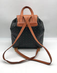 Pollini Black And Brown Monogramed Backpack
