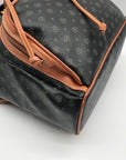 Pollini Black And Brown Monogramed Backpack