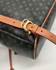 Pollini Black And Brown Monogramed Backpack