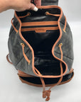 Pollini Black And Brown Monogramed Backpack