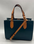 Dooney & Bourke Blue Smooth Leather Convertible Satchel