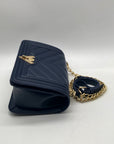 Valentino Orlandi Navy Blue Faux Leather Crossbody Bag