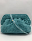 Themoire Teal Tia Re-Fur Shell Crossbody Clutch