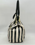 Betsey Johnson Black Striped Faux Leather Tote Bag