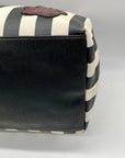 Betsey Johnson Black Striped Faux Leather Tote Bag