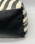 Betsey Johnson Black Striped Faux Leather Tote Bag