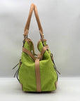 Francesco Biasia Tropical Green Suede & Leather Tote Bag