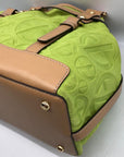 Francesco Biasia Tropical Green Suede & Leather Tote Bag