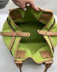 Francesco Biasia Tropical Green Suede & Leather Tote Bag