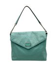 Kate Spade Turquoise Ostrich-Embossed Leather Shoulder Bag