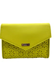 Kate Spade Yellow Saffiano Leather Mini Floral Cutout Envelope Bag