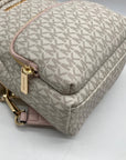 Michael Kors Vanilla And Pink Monogram Logo Erin Backpack Bag