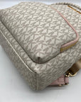 Michael Kors Vanilla And Pink Monogram Logo Erin Backpack Bag