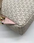 Michael Kors Vanilla And Pink Monogram Logo Erin Backpack Bag