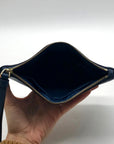 Coach Navy Blue Pebbled Leather Wristlet