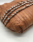 Ameri Leather Brown Studded Tutu Leather Shoulder Bag