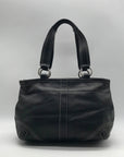 Coach Vintage Black Leather Double Pocket Tote Bag