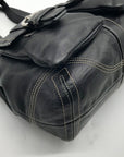 Coach Vintage Black Leather Double Pocket Tote Bag