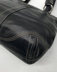 Coach Vintage Black Leather Double Pocket Tote Bag