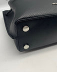 Michael Kors Black Emilia Small Pebbled Leather Satchel Bag