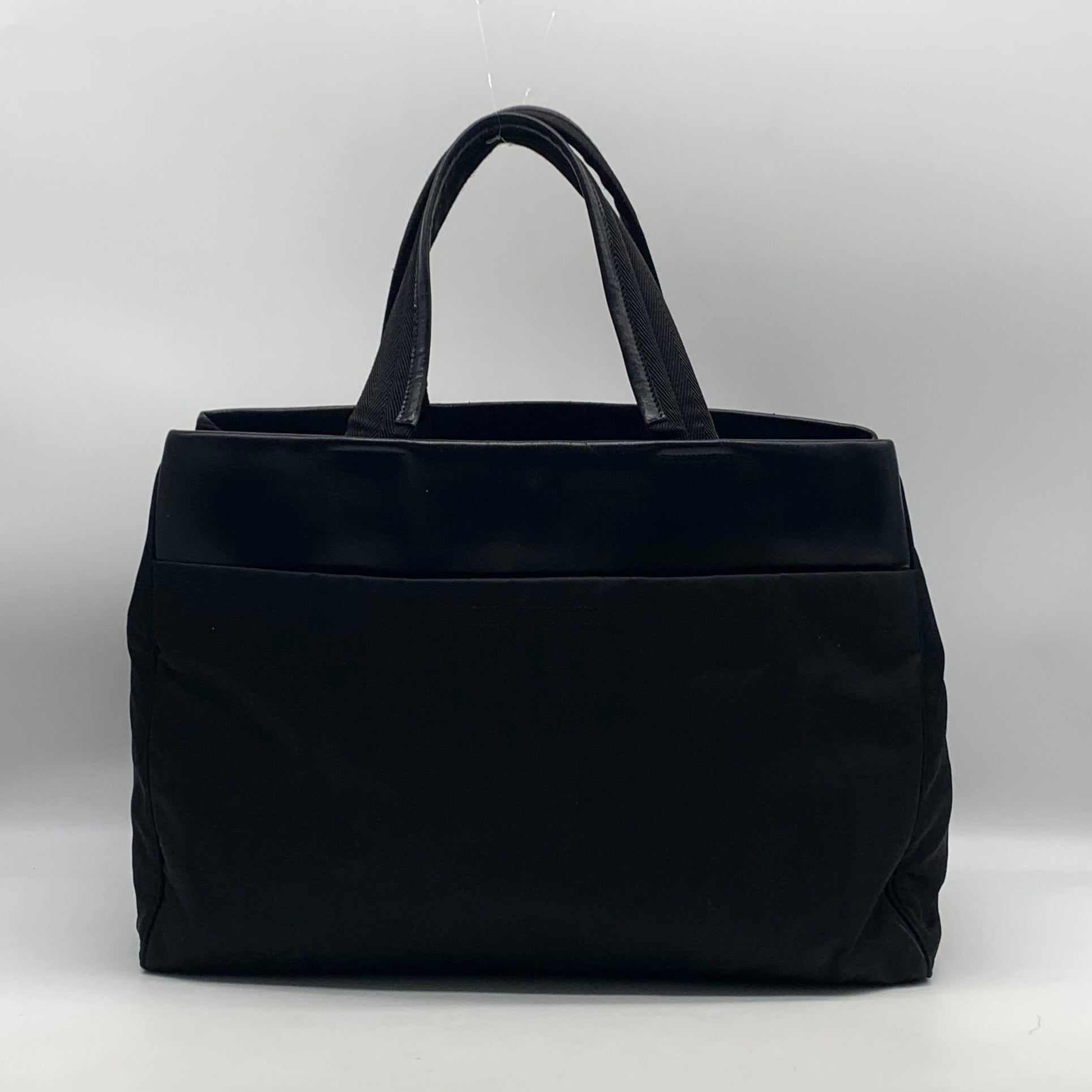 Prada Black Nylon And Leather Tessuto Tote Bag – One Purse