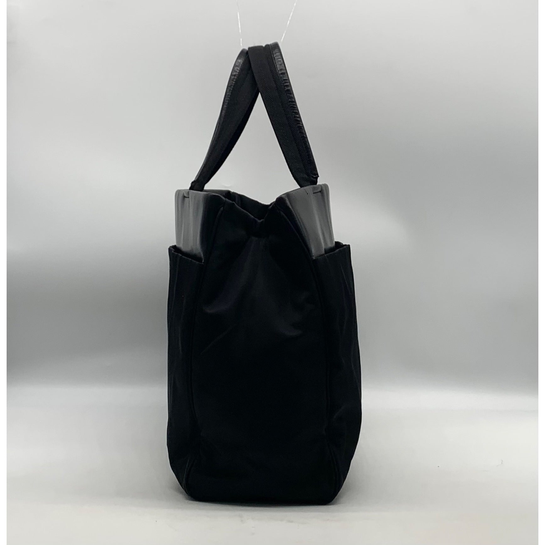 Prada Black Nylon And Leather Tessuto Tote Bag – One Purse