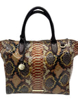 Brahmin Structured Python-Embossed Leather Satchel Bag