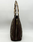 Tory Burch Brown Pebbled Leather Snake Embossed Tote Bag