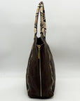 Tory Burch Brown Pebbled Leather Snake Embossed Tote Bag