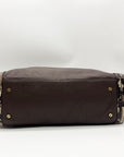 Tory Burch Brown Pebbled Leather Snake Embossed Tote Bag