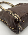 Tory Burch Brown Pebbled Leather Snake Embossed Tote Bag