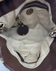 Tory Burch Brown Pebbled Leather Snake Embossed Tote Bag