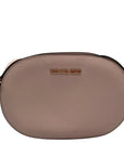 Michael Kors Pink Saffiano Leather Jet Set Travel Oval Crossbody Bag