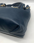 Michael Kors Blue Leather Camden Large Drawstring Satchel