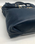 Michael Kors Blue Leather Camden Large Drawstring Satchel