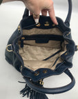 Michael Kors Blue Leather Camden Large Drawstring Satchel