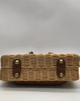 Patricia Nash Tan Straw Satchel Bag With Scarf