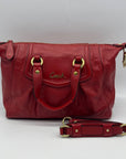 Coach Crimson Red Pebbled Leather Satchel