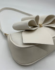 Like Dreams Off-White Bow Baguette Shoulder Bag