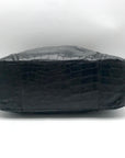 Brahmin Black Selma Croc Embossed Leather Shoulder Bag