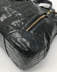 Brahmin Black Selma Croc Embossed Leather Shoulder Bag