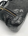 Brahmin Black Selma Croc Embossed Leather Shoulder Bag