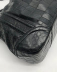 Brahmin Black Selma Croc Embossed Leather Shoulder Bag
