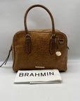 Brahim Brown Embossed Leather Shoulder Bag