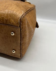 Brahim Brown Embossed Leather Shoulder Bag
