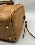 Brahim Brown Embossed Leather Shoulder Bag