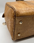Brahim Brown Embossed Leather Shoulder Bag