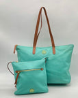 Joy Susan Blue Pebbled Faux Leather Tote With Matching Crossbody Bag